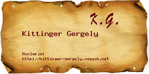 Kittinger Gergely névjegykártya